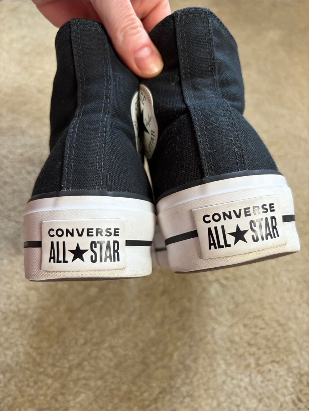 Converse Black and White High-Top Platform Sneakers - Picture 4 of 7